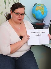 Jiggly fat teacher takes a dick